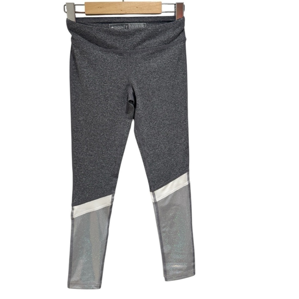 IDEAOLOGY grey & holographic colourblock leggings - kids size small (approx 6-8)